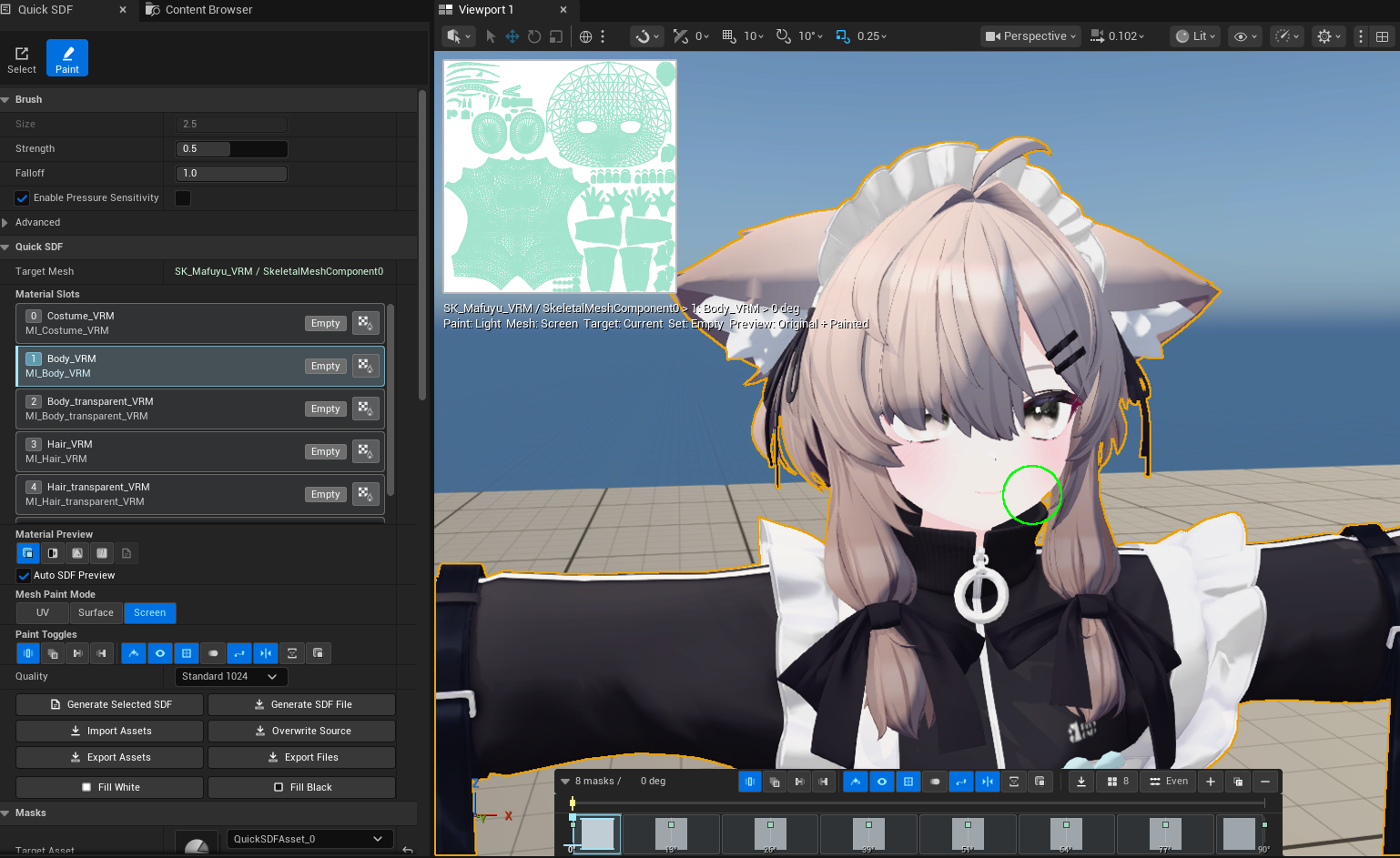 Paint mode with Screen projection brush preview