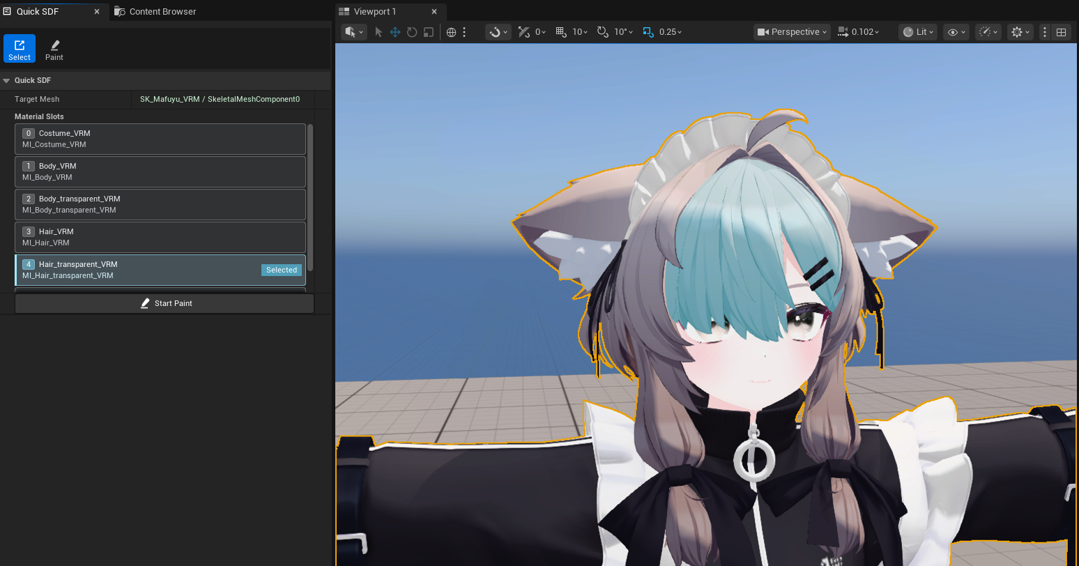 Select mode active material slot overlay